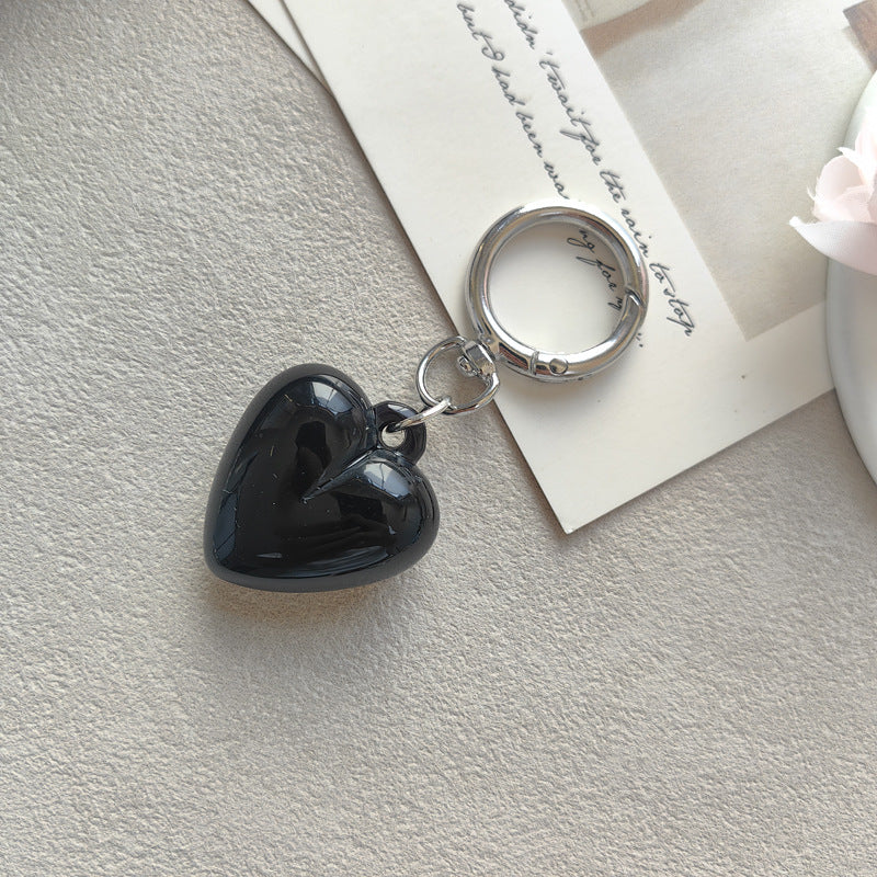 Heart Shape Keychain Made Of Durable Plastic In Classic Black, Perfect For Everyday Use And Gift Giving