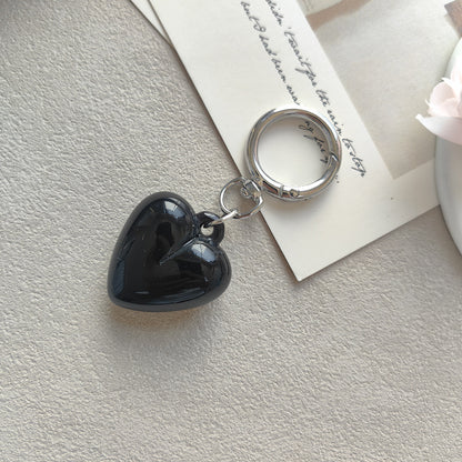 Heart Shape Keychain Made Of Durable Plastic In Classic Black, Perfect For Everyday Use And Gift Giving