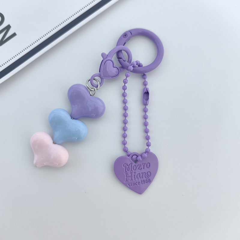 Heart Shape Keychain With Letter Pattern In Plastic Material, Available In White Color