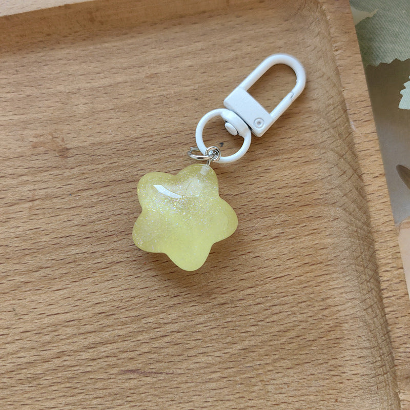 Pentagram Resin Keychain In Light Green, Stylish Keychain Accessory