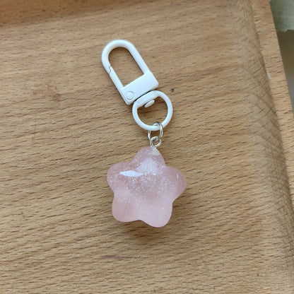 Pentagram Resin Keychain In Light Green, Stylish Keychain Accessory