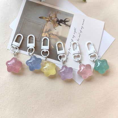 Pentagram Resin Keychain In Light Green, Stylish Keychain Accessory