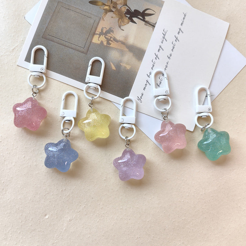 Pentagram Resin Keychain In Light Green, Stylish Keychain Accessory