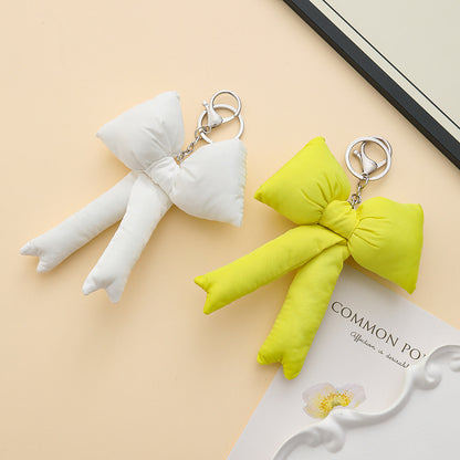 Bow Knot Keychain Brown Bag Pendant Stylish Accessory For Keys And Bags