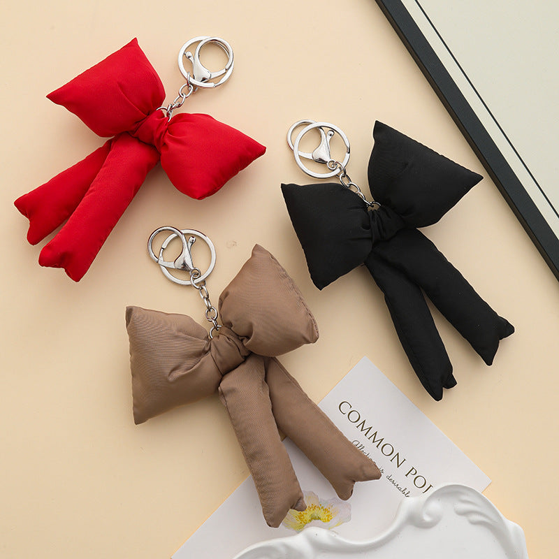 Bow Knot Keychain Brown Bag Pendant Stylish Accessory For Keys And Bags