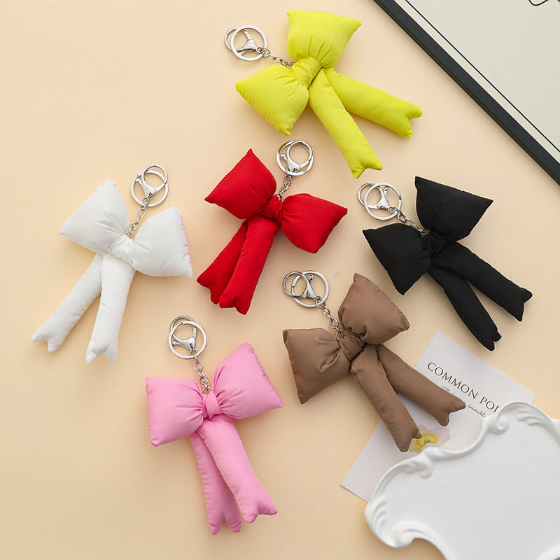 Bow Knot Keychain Brown Bag Pendant Stylish Accessory For Keys And Bags