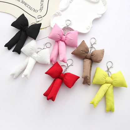 Bow Knot Keychain Brown Bag Pendant Stylish Accessory For Keys And Bags
