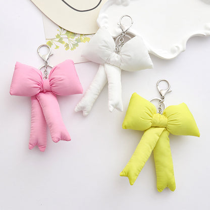 Bow Knot Keychain Brown Bag Pendant Stylish Accessory For Keys And Bags