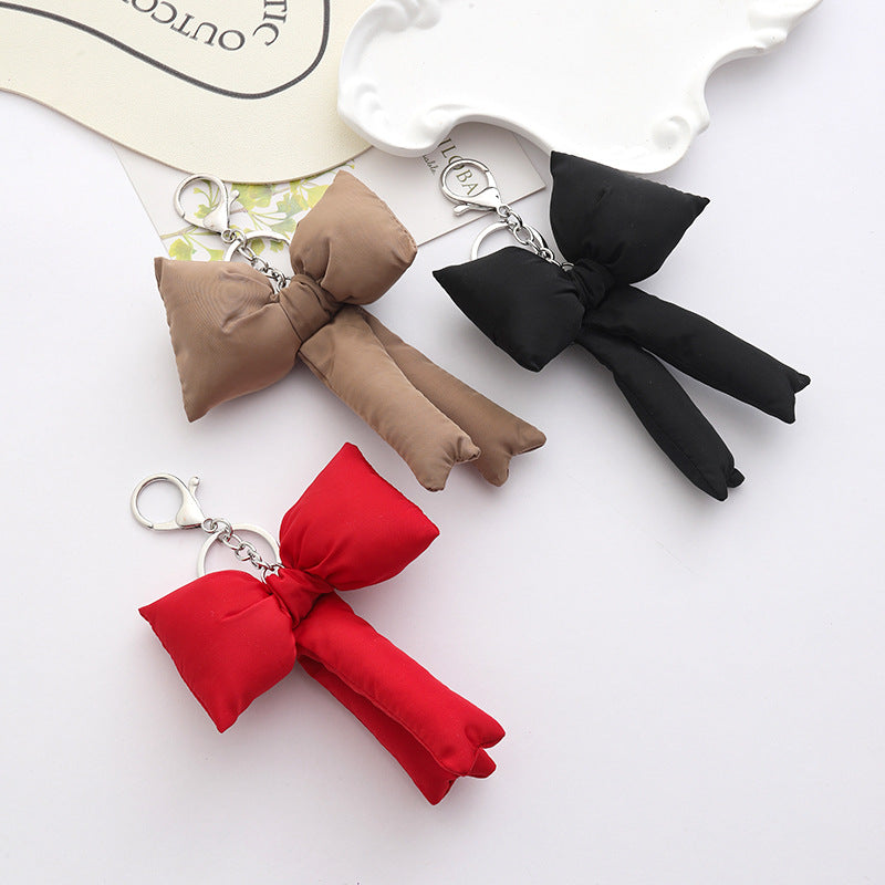 Bow Knot Keychain Brown Bag Pendant Stylish Accessory For Keys And Bags