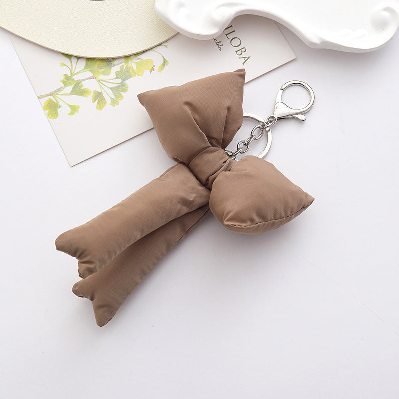 Bow Knot Keychain Brown Bag Pendant Stylish Accessory For Keys And Bags