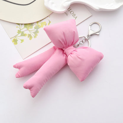 Bow Knot Keychain Brown Bag Pendant Stylish Accessory For Keys And Bags