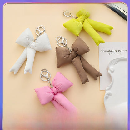Bow Knot Keychain Brown Bag Pendant Stylish Accessory For Keys And Bags
