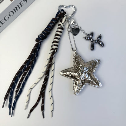 Original Design Star Pattern Keychain In PU Leather, Stylish And Durable Hanging Accessory