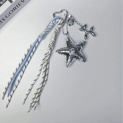 Original Design Star Pattern Keychain In PU Leather, Stylish And Durable Hanging Accessory