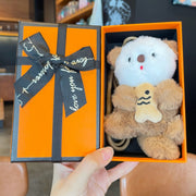 Holding Fish Little Koala - Dark Coffee Color + Double Rope + Orange Gift Box