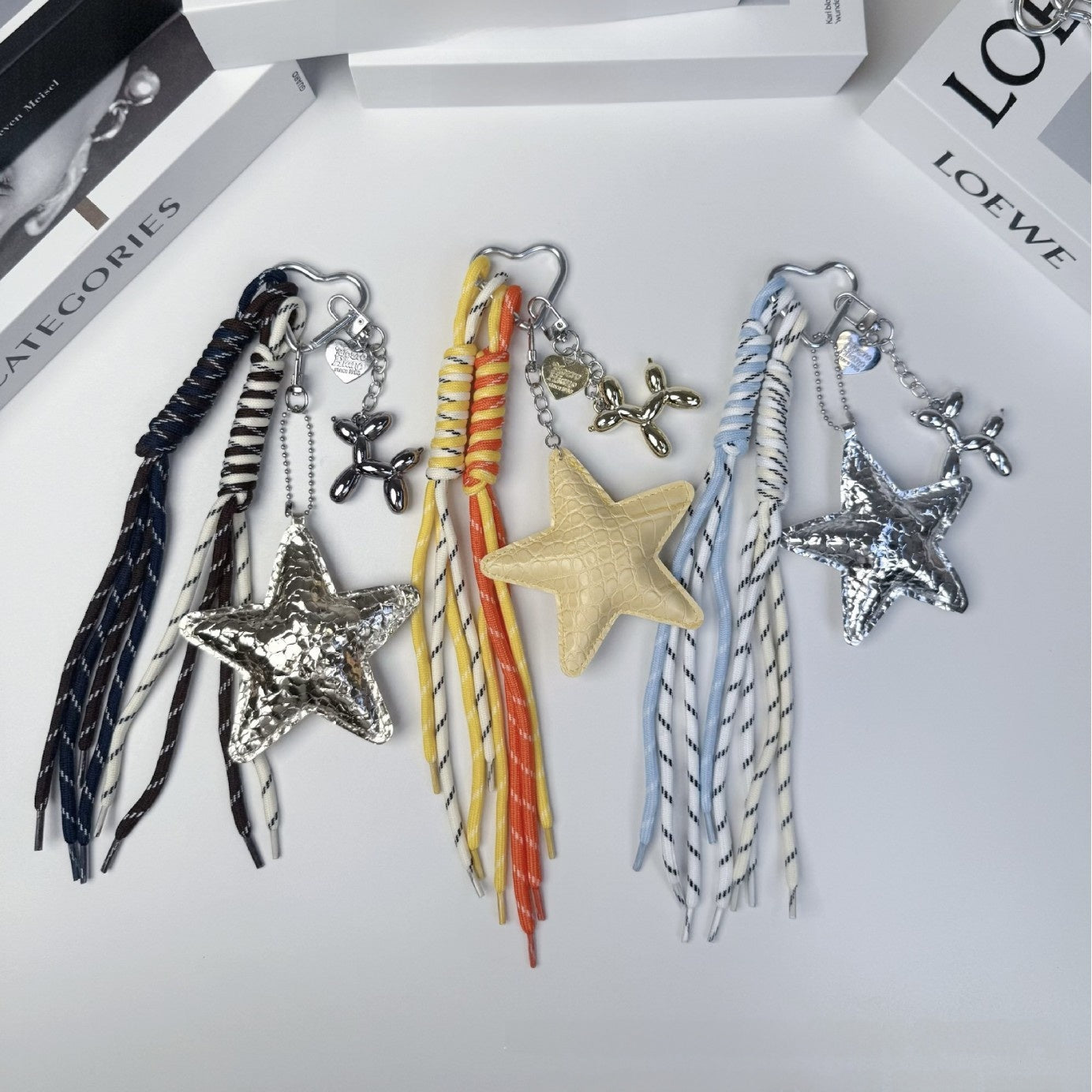 Original Design Star Pattern Keychain In PU Leather, Stylish And Durable Hanging Accessory