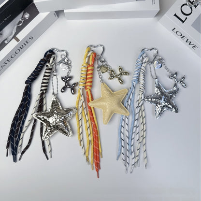 Original Design Star Pattern Keychain In PU Leather, Stylish And Durable Hanging Accessory