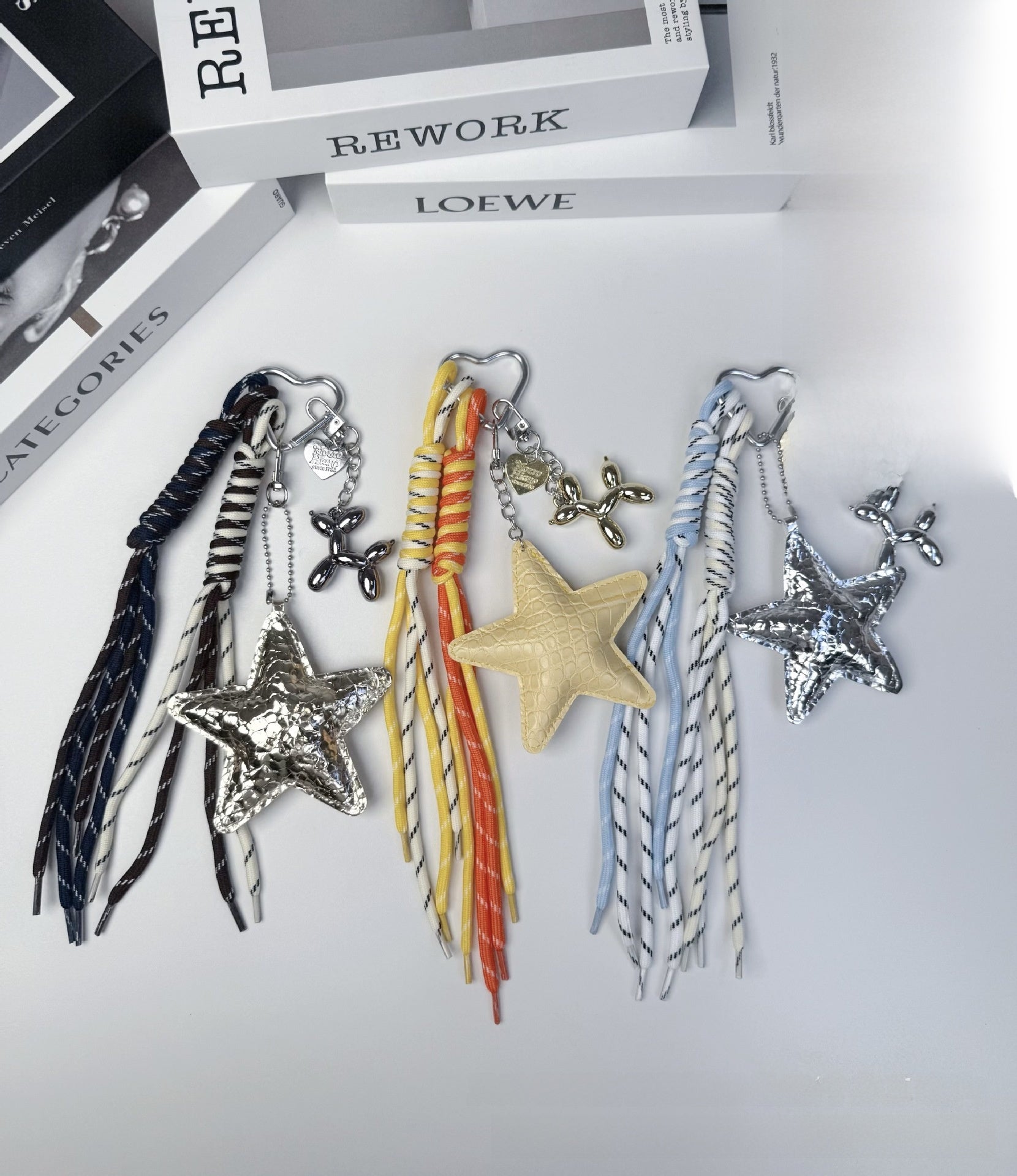 Original Design Star Pattern Keychain In PU Leather, Stylish And Durable Hanging Accessory