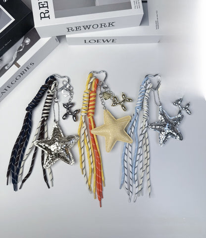 Original Design Star Pattern Keychain In PU Leather, Stylish And Durable Hanging Accessory