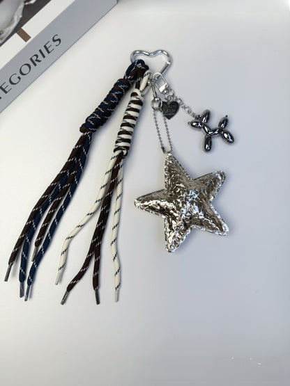 Original Design Star Pattern Keychain In PU Leather, Stylish And Durable Hanging Accessory