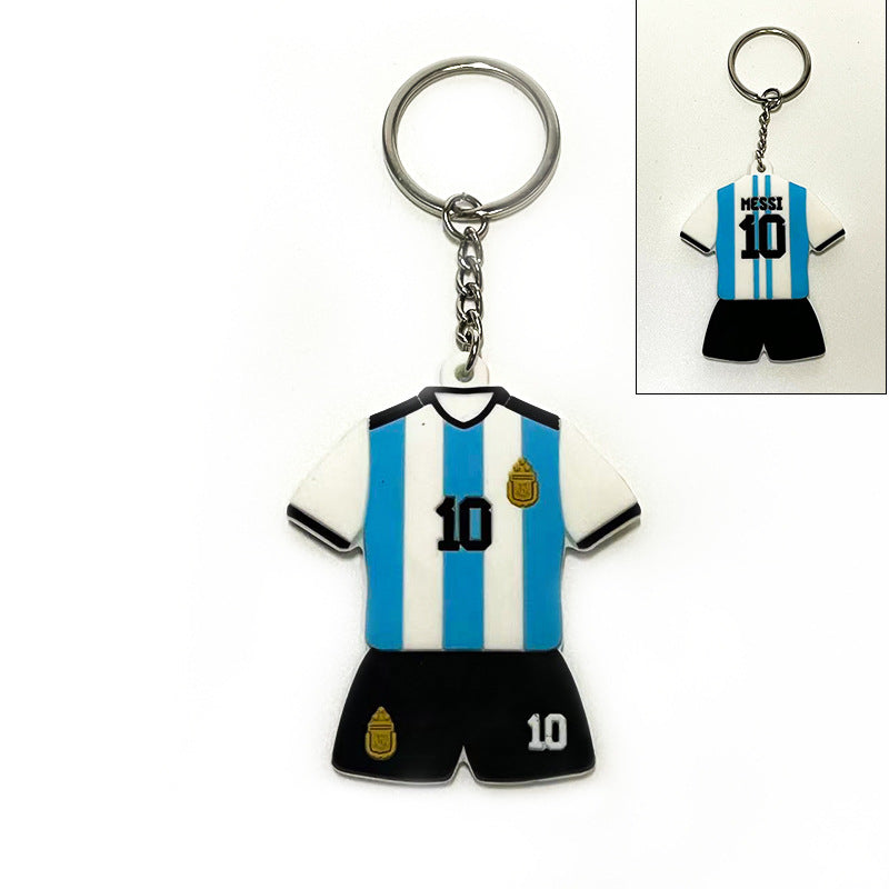 JINGBO PVC Soft Rubber Football Fan Keychain Featuring Portugal Ronaldo Design, 6.5x5.2cm, Customizable Logo, Made In Guangdong