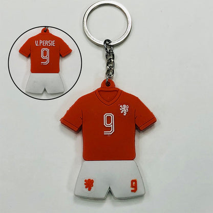 JINGBO PVC Soft Rubber Football Fan Keychain Featuring Portugal Ronaldo Design, 6.5x5.2cm, Customizable Logo, Made In Guangdong