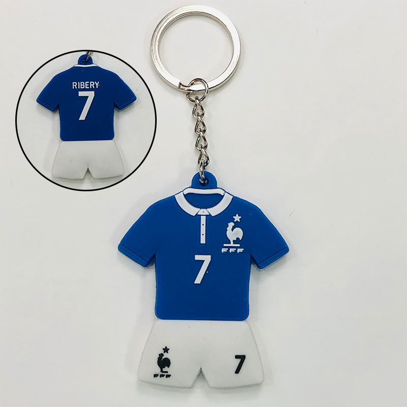 JINGBO PVC Soft Rubber Football Fan Keychain Featuring Portugal Ronaldo Design, 6.5x5.2cm, Customizable Logo, Made In Guangdong