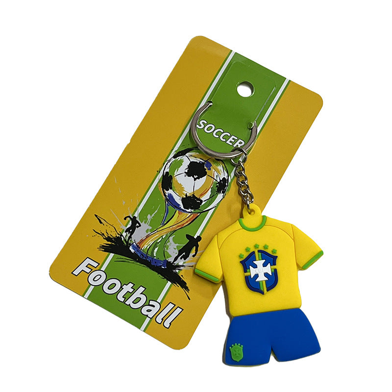 JINGBO PVC Soft Rubber Football Fan Keychain Featuring Portugal Ronaldo Design, 6.5x5.2cm, Customizable Logo, Made In Guangdong