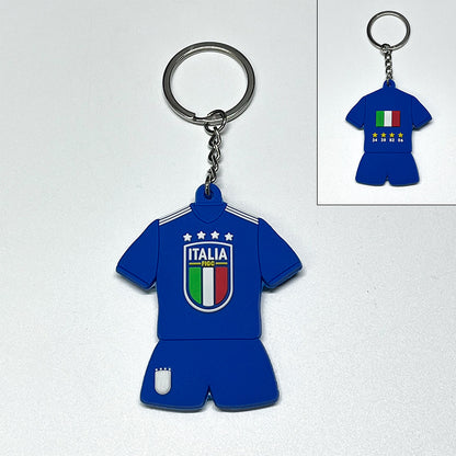 JINGBO PVC Soft Rubber Football Fan Keychain Featuring Portugal Ronaldo Design, 6.5x5.2cm, Customizable Logo, Made In Guangdong