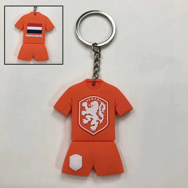 JINGBO PVC Soft Rubber Football Fan Keychain Featuring Portugal Ronaldo Design, 6.5x5.2cm, Customizable Logo, Made In Guangdong