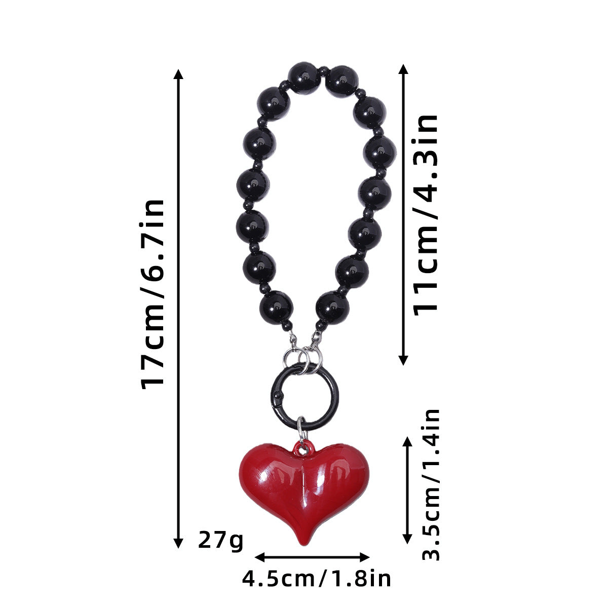 Heart Shape Acrylic Mobile Phone Chain In Multicolor, Stylish Bag Pendant Accessory