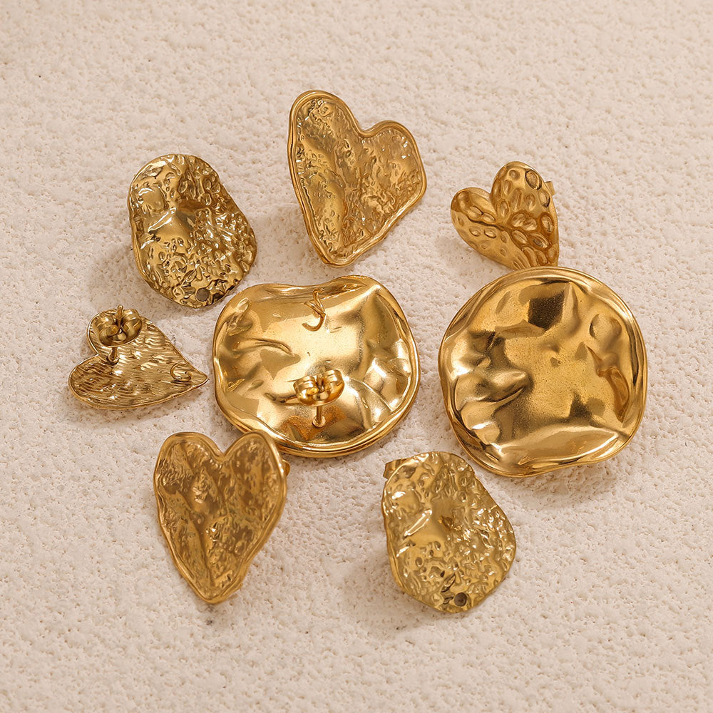 Love Charms Round Earrings In Gold Featuring Durable 304 Stainless Steel For Everyday Wear