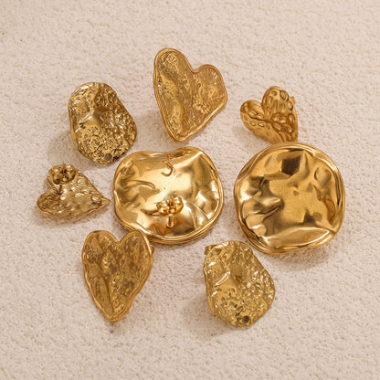 Love Charms Round Earrings In Gold Featuring Durable 304 Stainless Steel For Everyday Wear