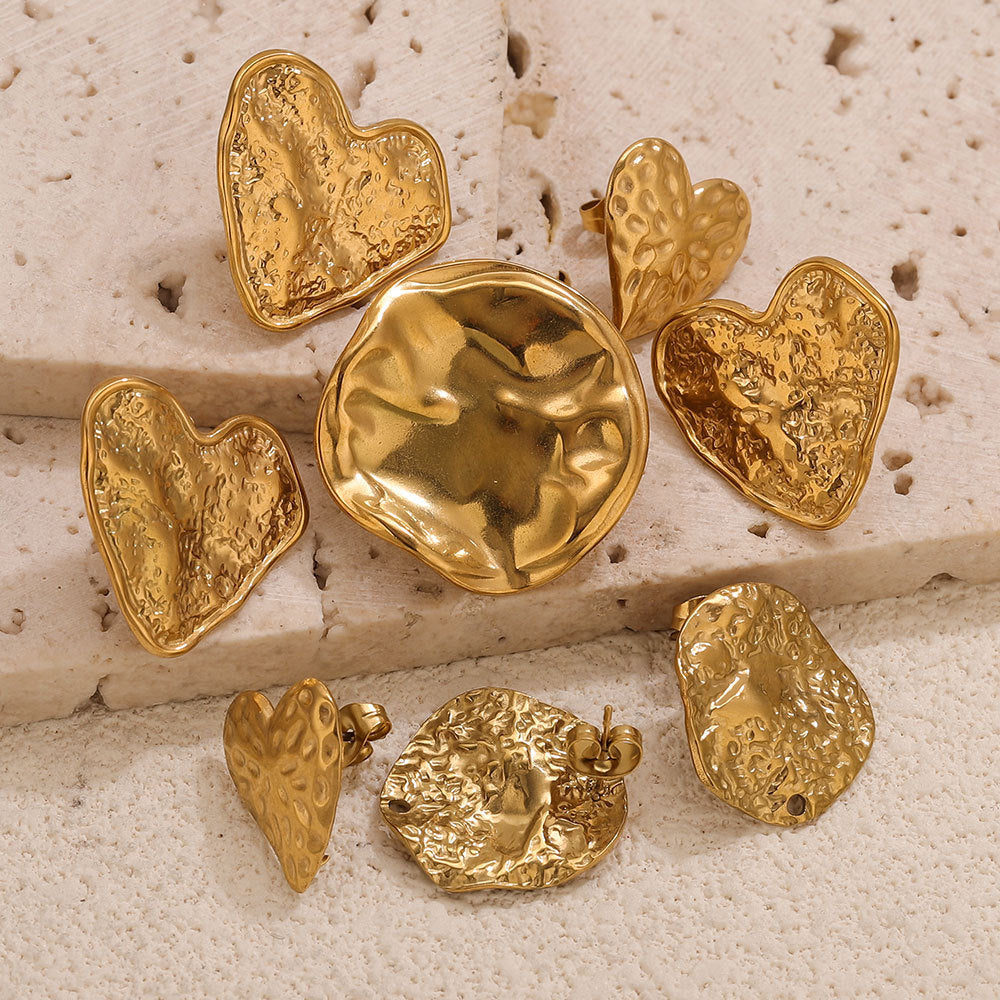 Love Charms Round Earrings In Gold Featuring Durable 304 Stainless Steel For Everyday Wear