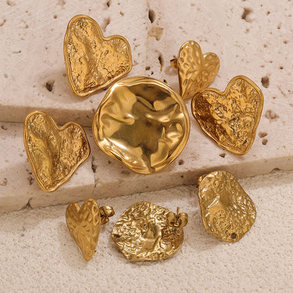 Love Charms Round Earrings In Gold Featuring Durable 304 Stainless Steel For Everyday Wear