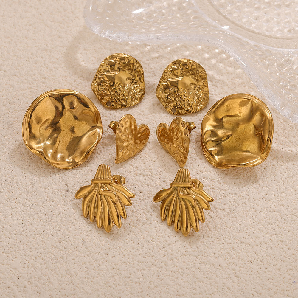 Love Charms Round Earrings In Gold Featuring Durable 304 Stainless Steel For Everyday Wear
