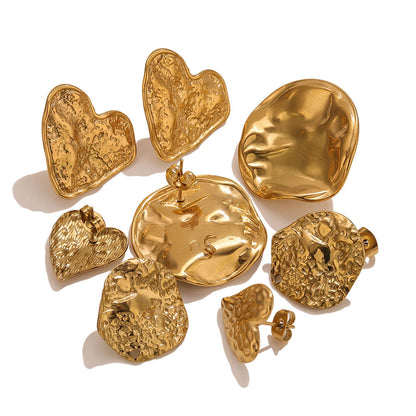 Love Charms Round Earrings In Gold Featuring Durable 304 Stainless Steel For Everyday Wear