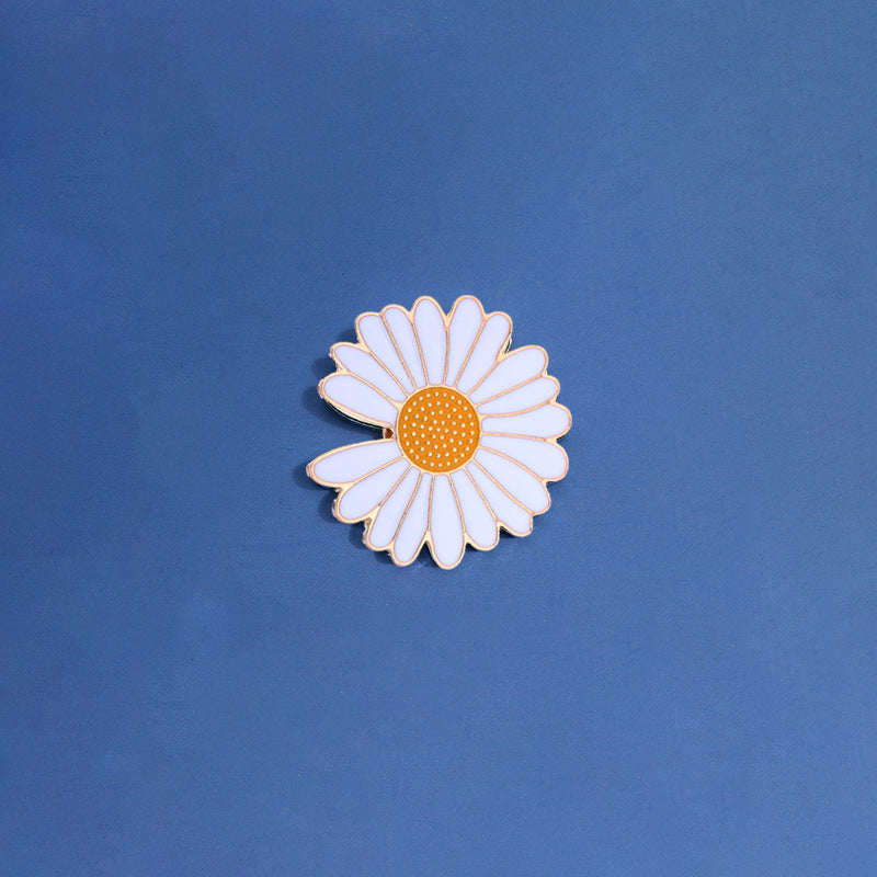 Daisy Pattern Zinc Alloy Pin Brooch, Elegant Floral Jewelry Accessory For Stylish Outfits