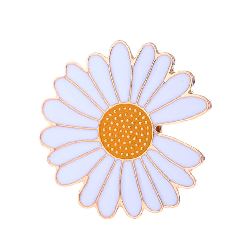 Daisy Pattern Zinc Alloy Pin Brooch, Elegant Floral Jewelry Accessory For Stylish Outfits