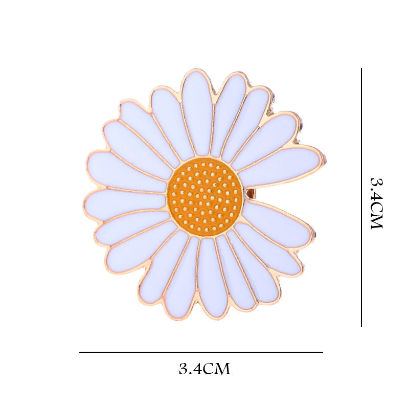 Daisy Pattern Zinc Alloy Pin Brooch, Elegant Floral Jewelry Accessory For Stylish Outfits