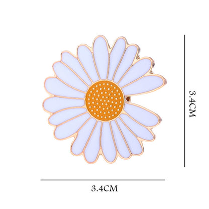 Daisy Pattern Zinc Alloy Pin Brooch, Elegant Floral Jewelry Accessory For Stylish Outfits