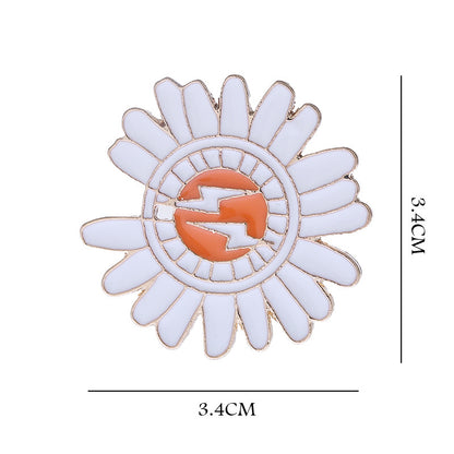Daisy Pattern Zinc Alloy Pin Brooch, Elegant Floral Jewelry Accessory For Stylish Outfits