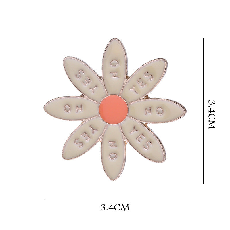 Daisy Pattern Zinc Alloy Pin Brooch, Elegant Floral Jewelry Accessory For Stylish Outfits