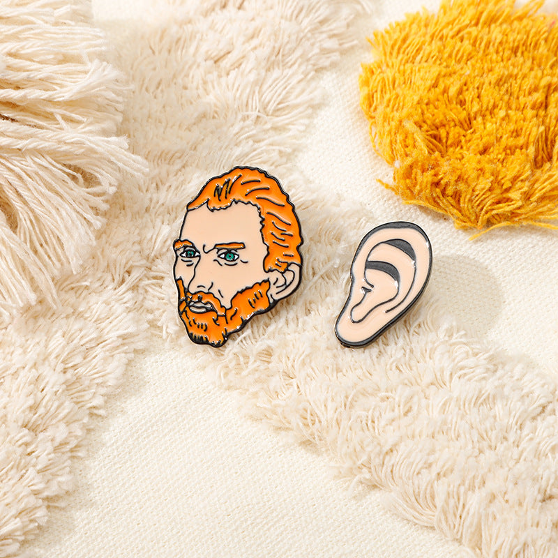 Van Gogh Pin Brooch In Zinc Alloy Featuring Artistic Design For Stylish Jewelry Accessory