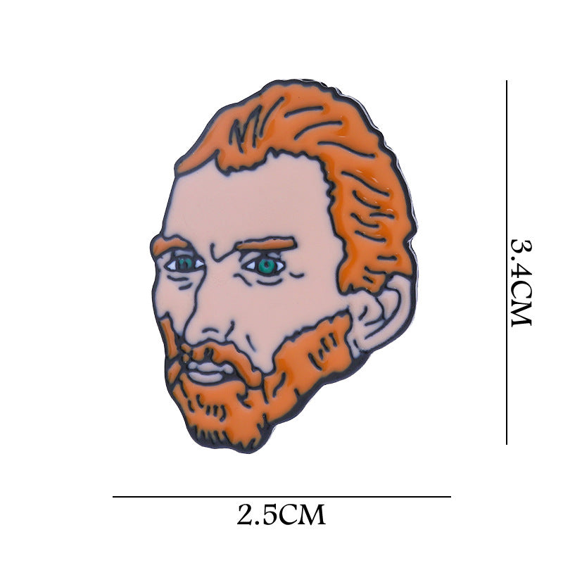 Van Gogh Pin Brooch In Zinc Alloy Featuring Artistic Design For Stylish Jewelry Accessory