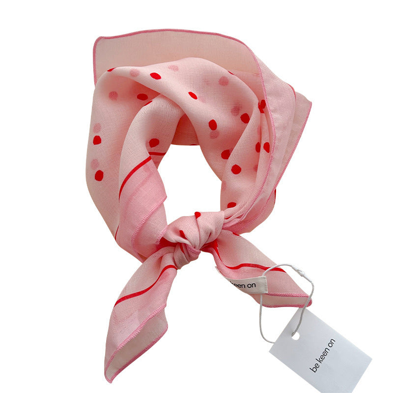 Cotton And Linen Silk Scarf Featuring Flower Pattern In Pink, Perfect For Spring & Summer