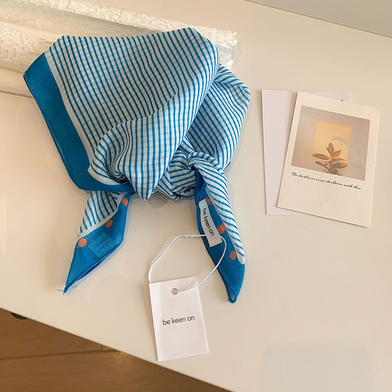 Blue Silk Kerchief Bandana For Spring And Summer, Stylish And Lightweight Accessory