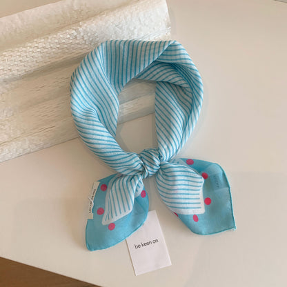 Blue Silk Kerchief Bandana For Spring And Summer, Stylish And Lightweight Accessory