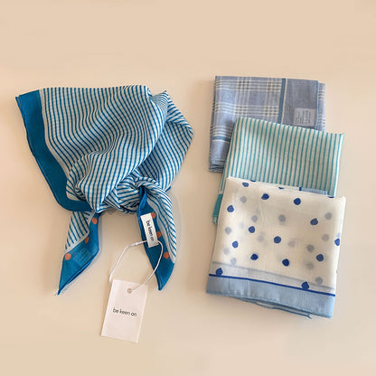 Blue Silk Kerchief Bandana For Spring And Summer, Stylish And Lightweight Accessory