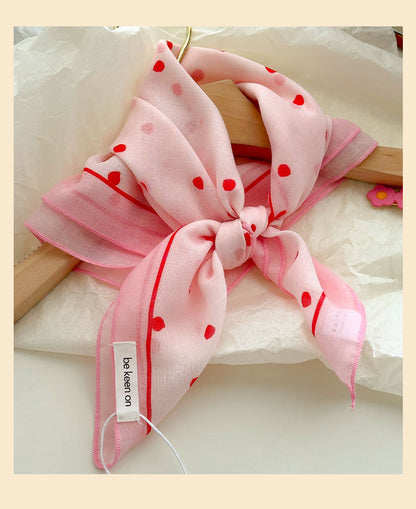 Cotton And Linen Silk Scarf Featuring Flower Pattern In Pink, Perfect For Spring & Summer